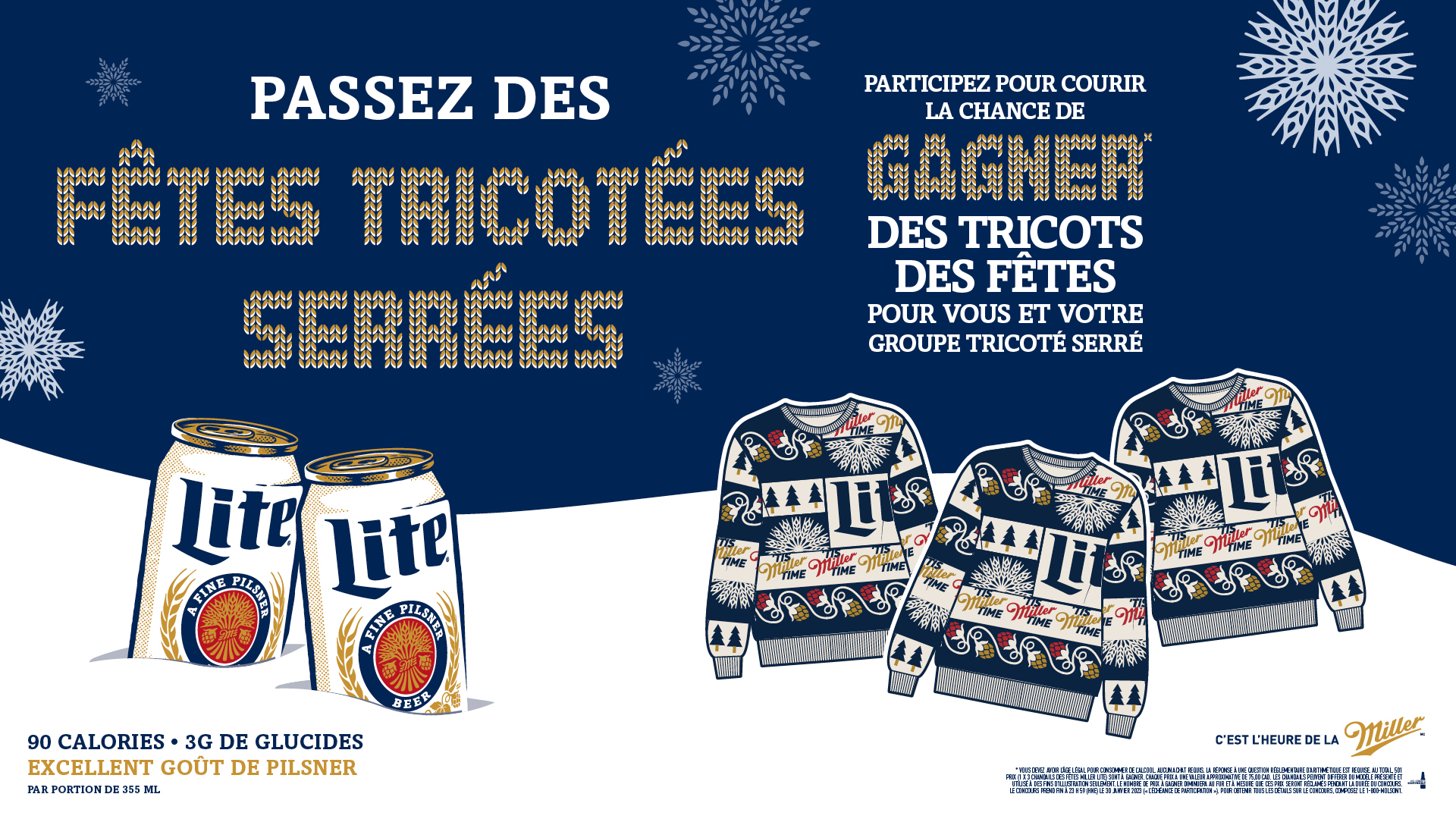 Voici comment vous pouvez gagner un ensemble de chandails des Fêtes Miller Lite en édition limitée.